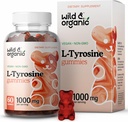 Wild & Organic L Tyrosine 1000 mg Gummies - Focus ve Mood için Beyin Destek Tamamı - Vegan Focus Gummies w/L-Tyrosine Toz - 60 Non-GMO Chews