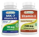 D3 & Vitamin A 25000 IU ile En İyi Doğal Vitamin K2 (MK7)