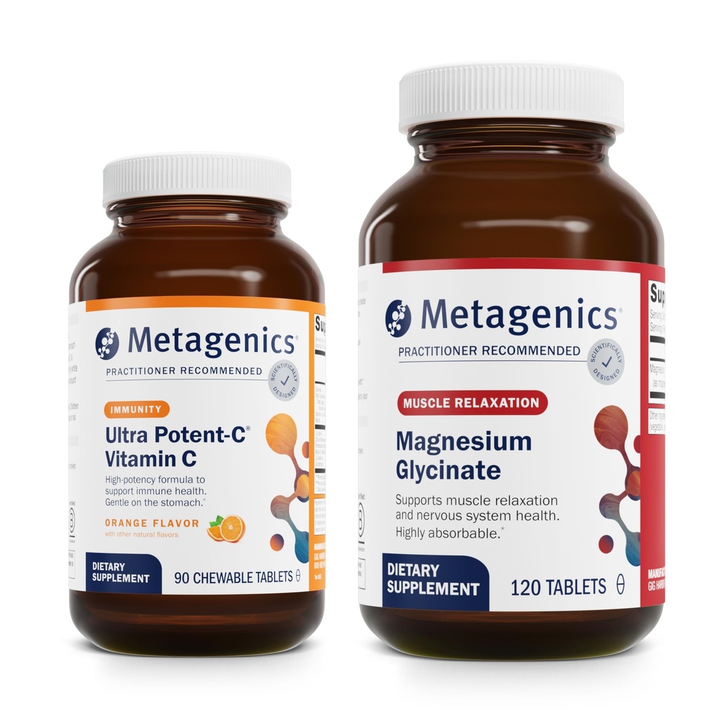 Metagenics Sche - Ultra Potent-C Chewable Magnezyum & Magnezyum Glycinate - Immune & Antioksit Desteği için 90 Tablet - Nervous Sistem Desteği için 120 Tablet