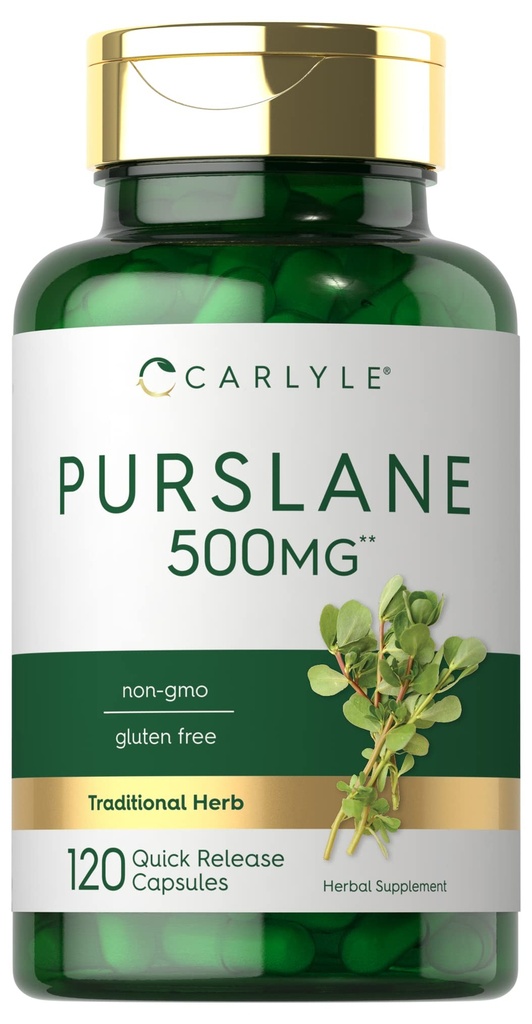 Carlyle Purslane Capsules | 500 mg | 120 Kont | Portulaca Oleracea Extract | Non-GMO, Gluten Free Supplement Supplement