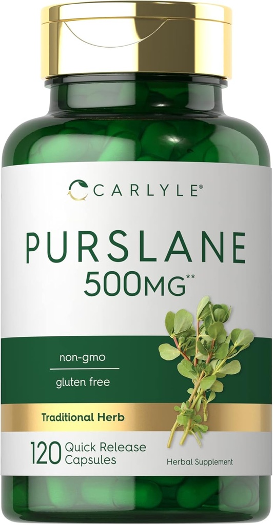 Carlyle Purslane Capsules | 500 mg | 120 Kont | Portulaca Oleracea Extract | Non-GMO, Gluten Free Supplement Supplement