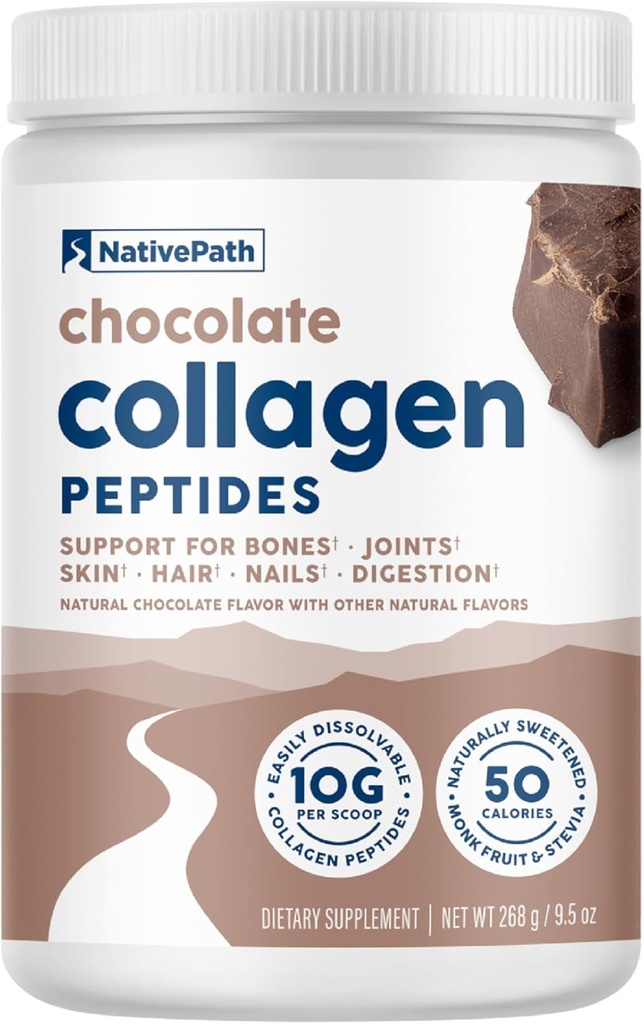 YerliPath Collagen. - Hydrolyzed Type 1 & 3 Collagen. Blu & Paleo Grass-Fed Protein Toz Saç, Skin, Nails, Bones, Commons, Digestion and More - No Gluten or Dairy (Chocolate, 268g)