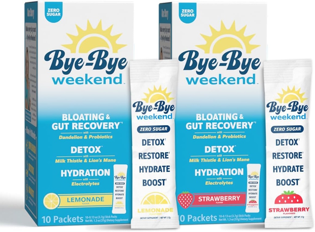 Detox Drink Mix w/Electrolytes - Bloating, Recovery, Fatigue, Brain Fog - Probiyotiks, Lion's Mane, Milk Thistle - Zero Sugar Diversity Pack - 20 Pack