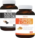 Turmeric & Ginger & Black Seed Oil - Golden Harmony Assembly - Turmeric & Ginger with 95 Curcuminoids & Bioperine (90 Capsules) & Black Seed Oil (Non-GMO) 100% Cold-Basın