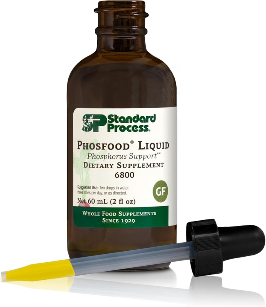 Standard Process Phosfood Liquid - Συμπλήρωμα Φωσφόρου για Διατροφική Ισορροπία - Χωρίς γλουτένη, Vegan & Non-Soy - 60 mL (2 fl oz)