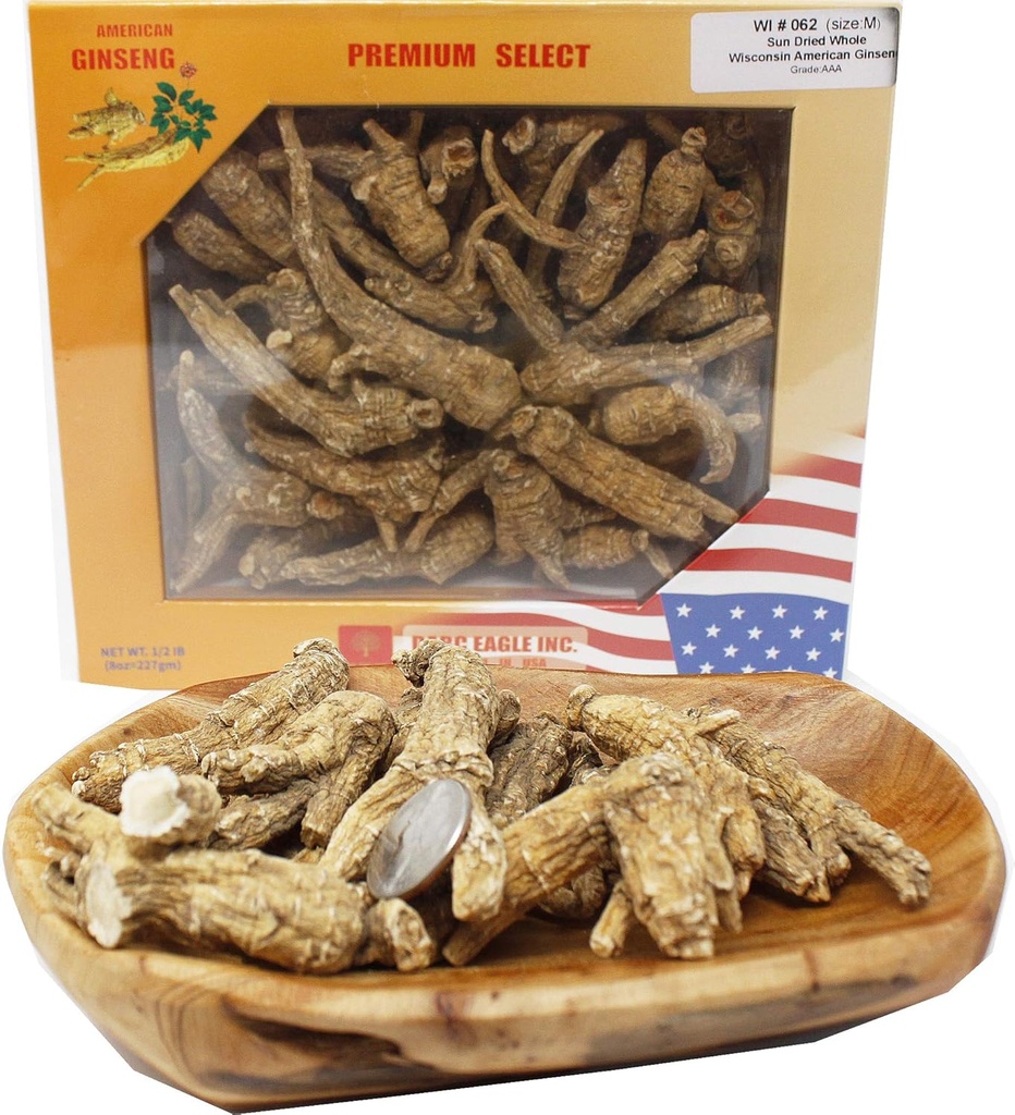 DOL Hand-Selected American Wisconsin Farmed Ginseng Root Medium&Large 