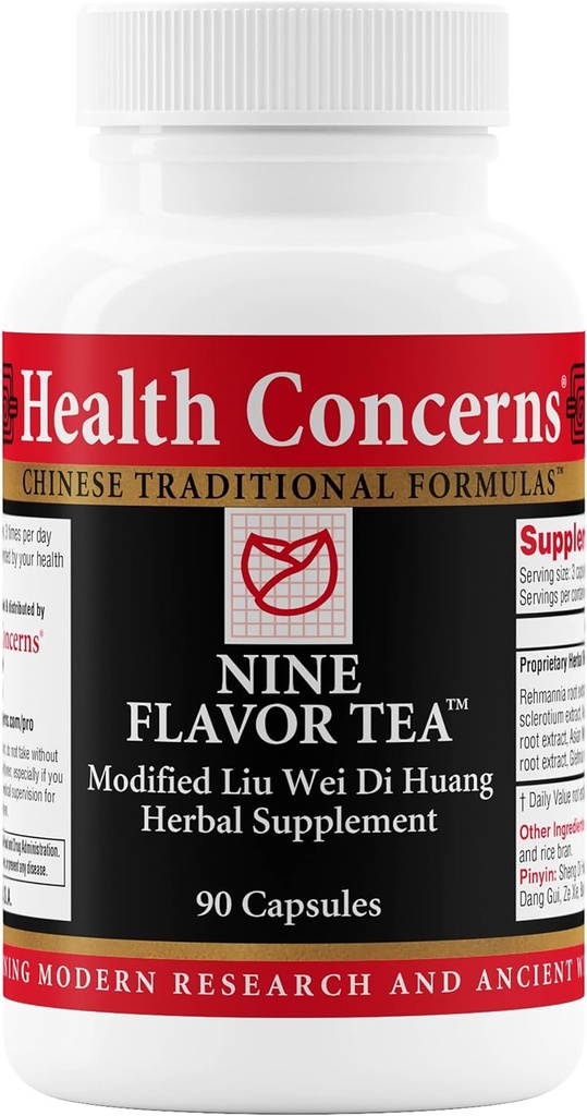 Health Concerns Nine Flavor Tea – Immune Support, Kidney Support & Lymphatic Health – Chinese Herbal Supplement for Oral Health, Night Sweats, Blurred Vision – 90 Capsules