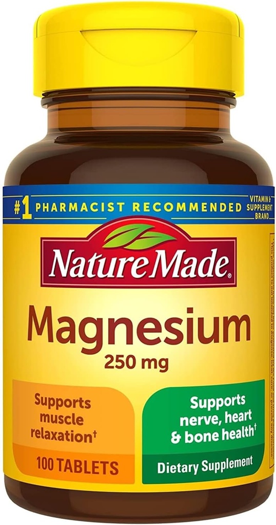 NATI MADE Magnezyum, 250 mg, Tabletler, 100 ct