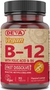 DEVA Vegan B12 Fast Dissolve Supplement - 1000 Mcg Torchcobalamin B12, Folic Asit, B6 - Lemon Flavor - 90 Dissolvable Tabletler,
