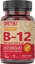 DEVA Vegan B12 Fast Dissolve Supplement - 1000 Mcg Torchcobalamin B12, Folic Asit, B6 - Lemon Flavor - 90 Dissolvable Tabletler,