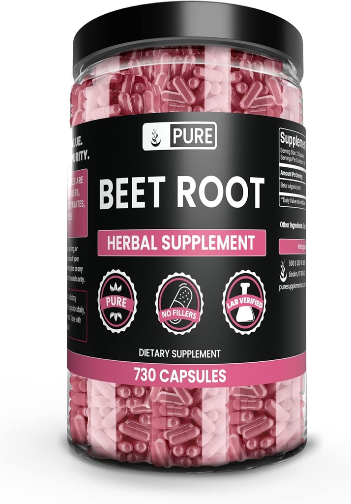 PURE ORIGINAL INGREDIENTS Beet Root (730 Capsules) Hiçbir Magnezyum Or Rice Fillers, Always Pure, Lab TY