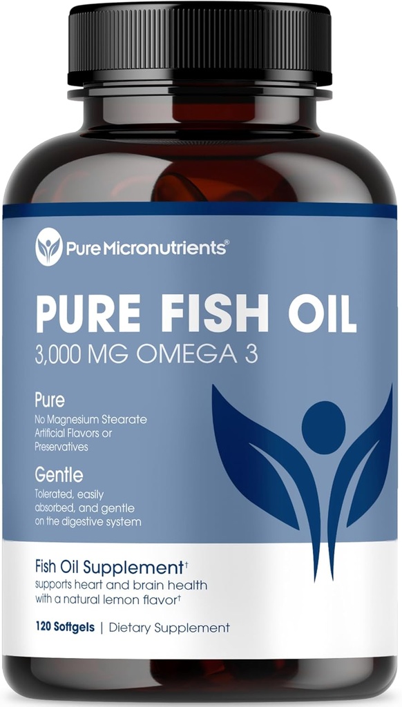 Pure Micronutrients - Omega 3 Fish Oil Supplement, EPA/DHA Fatty Asits, Burpless Fish Oil Supplements with Lemon - Heart, Eye, Brain & Immune Support - 90 Softgels