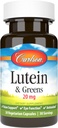 Carlson - Lutein & Greens, 20 mg, Vision Support & Eye Function, Antioxidant, 30 Vegetarian Capsules