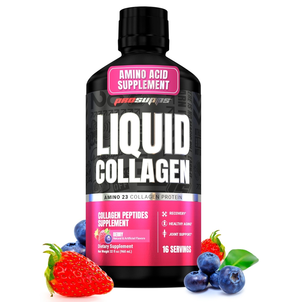 PROSUPPS Dee23 Sıvı Kolajn Shots, Berry - Collagen Peptide Post Workout Supplement Supports Sağlıklı Ağlama, Ortaklar, Skin & Saç - Gluten-Free & Zero Sugar - 16 Hizmetler