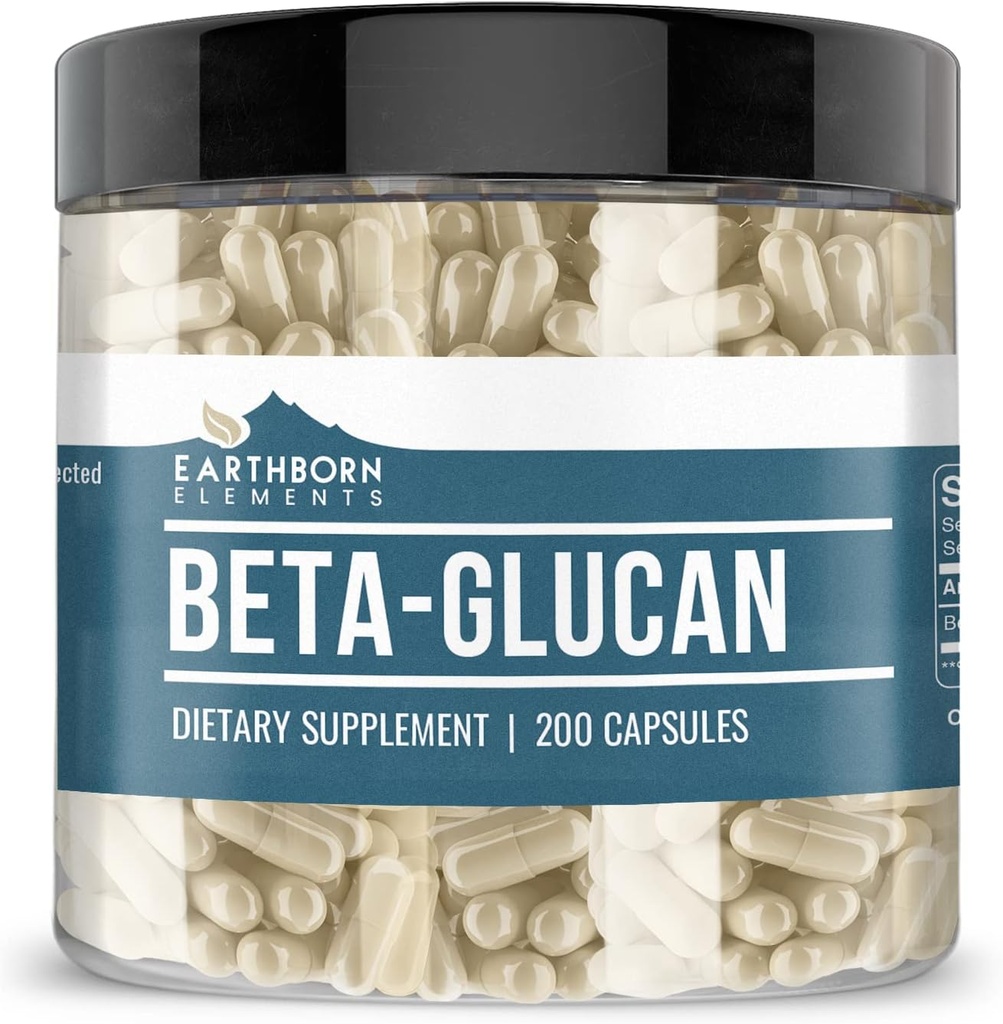 Earthborn Στοιχεία Beta Glucan, 200 κάψουλες, καθαρό & μη αραιωμένο, χωρίς πρόσθετα