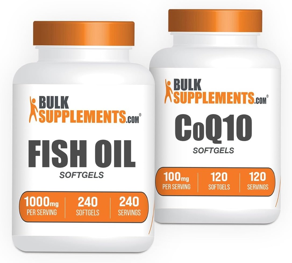 BulkSupplements Fish Oil 1000 mg Softgels + CoQ10 100 mg Softgels Sche