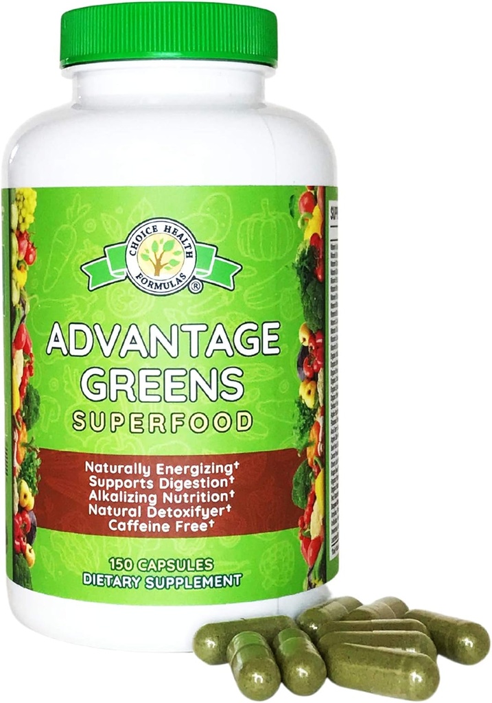 Yeşiller Superfood - Enerji Promosyonr - Buğday Grass, Barley Grass, Spirulina, Spinach, Chlorella, Beets, Kale Supplement (150 Cap)