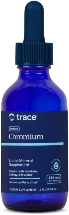 Trace Minerals Ionic Chromium 550 mcg - Dietary Supplement to Support Energy & Muscle Growth - Liquid Drop Supplement with Magnesium, Chromium, Chloride & More - 2 fl oz (About 48 Servings)