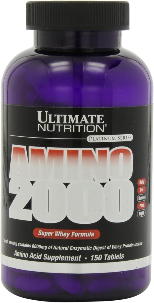 Ultimate Nutrition Amino 2000 Tablets, Super Whey Formula, Amino Acid Συμπληρώματα με L- Leucine, L- Ισολευκίνη και L- Valine, 2000mg, 150 Tablets