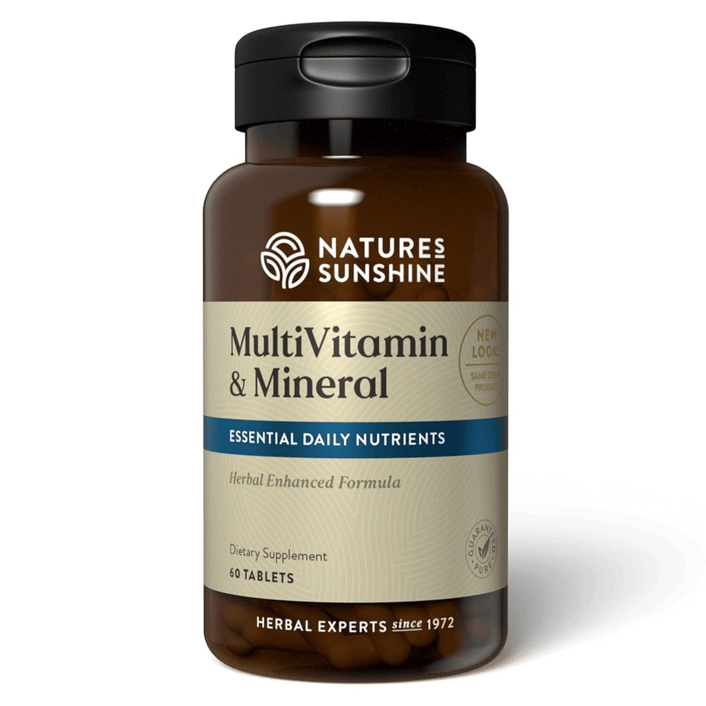 Nature's Sunshine multiple Vitamins and Minerals, 60 Tabletler | Güçlü Multivitamin Malzemeler Vücut 17 Essentials ve Minerals için Günlük Değerin 100 Yüzdesi ile
