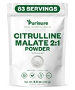 Purisure L-Citrulline Toz 250g, Premium Citrulline 2:1 Malate Supplement for Strength Performance and Energy, Pre-Workout Citrulline Malate Toz - Gelişmiş Kas Pompaları ve Kurtarma - 83 Hizmetler