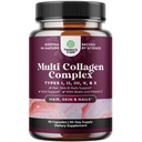 Gelişmiş Multi Collagen Kompleksi - Yaşsız Multi Collagen Supplement Supplements with Type 1 2 3 5 & X & Biotin for Hair, Skin and Nails Vitamins - Biotin Supplements for Women & Men - 90 Count