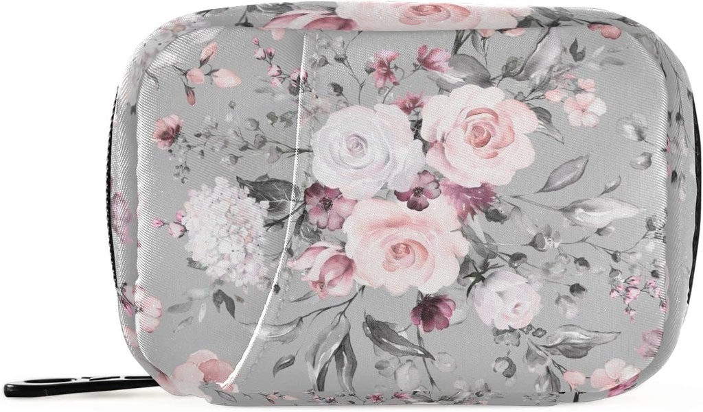 Watercolor Flower Pill Box 7 Günlük Pill Case Travel Pill Organizer Bag with Rolls Haftalık Vitamin Tıp Tamamlayıcı Pouch Bag