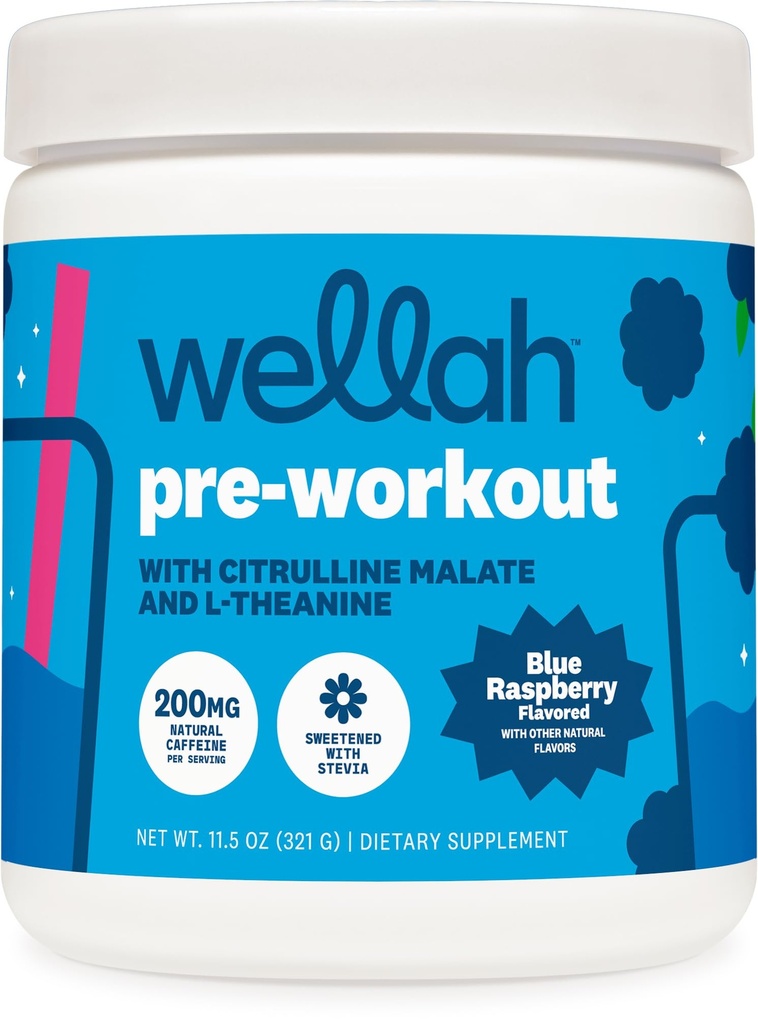 Wellah Get-Going Pre-Workout Drink Mix (Mavi Raspberry Flavored, 30 Hizmet)