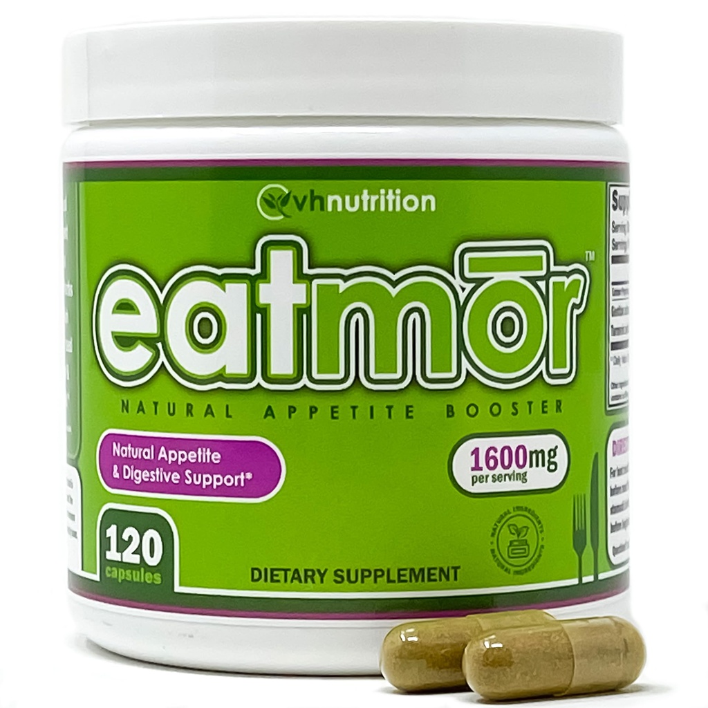 VH Beslenme Yememor | Appetite Branson | Kilo Kazanları * Kadınlar ve Erkekler için | Gentian, Ginger, Alfalfa | 120 Easy-to-Swallow Capsules