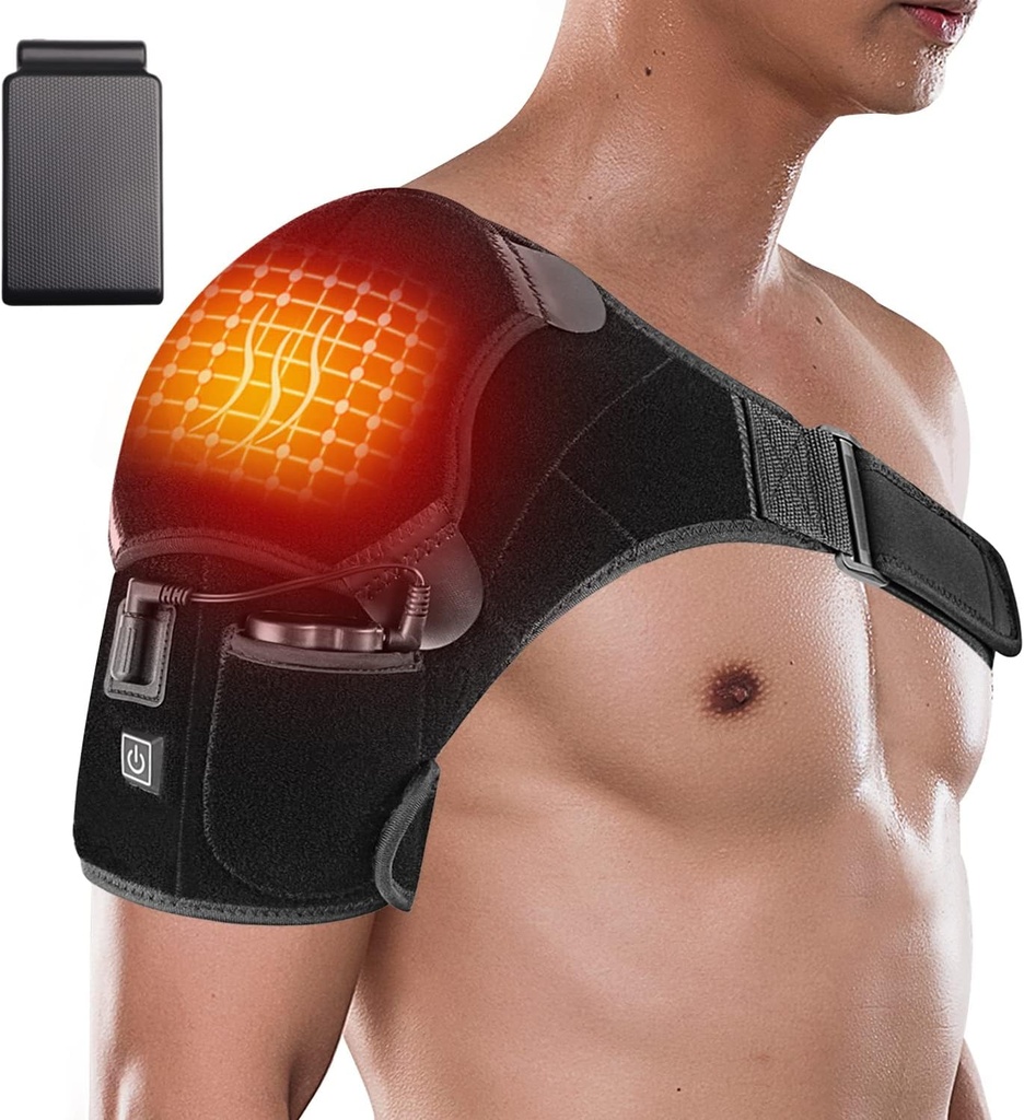 Battery ile Cordless Omuz Isıtma Pad, Sol Sağ Omuzlar için 3 Isıtma Modu ile Katladı,Portable Elektrikli Kablosuz Heat Pad for Men Women Women