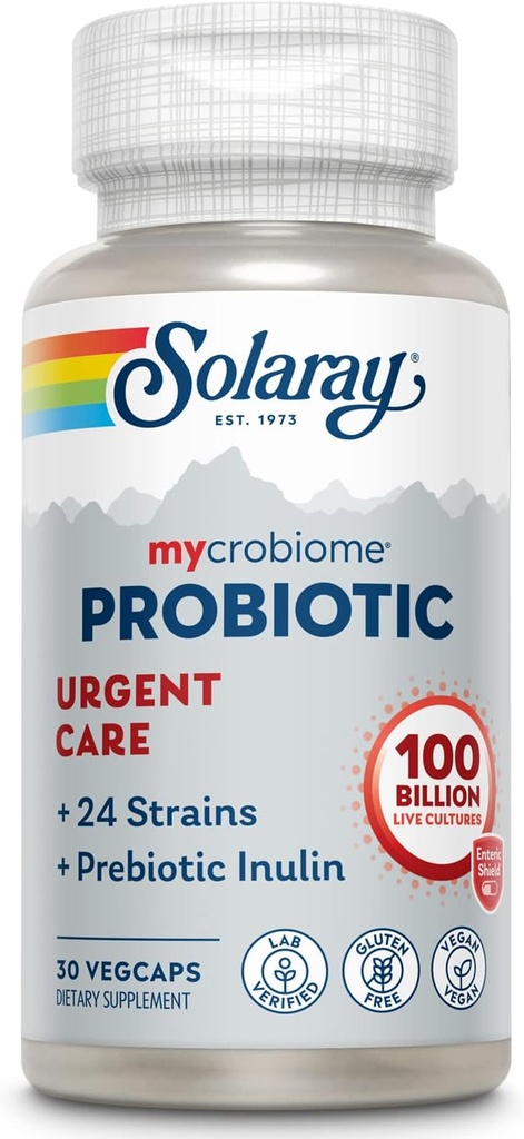 SOLARAY Mycrobiome Probiyotik Urgent Care | Sağlıklı Digestion'ı Desteklemek için formüle edildi, Immune Function & More | 100 Milyar CFU | 30 VegCaps
