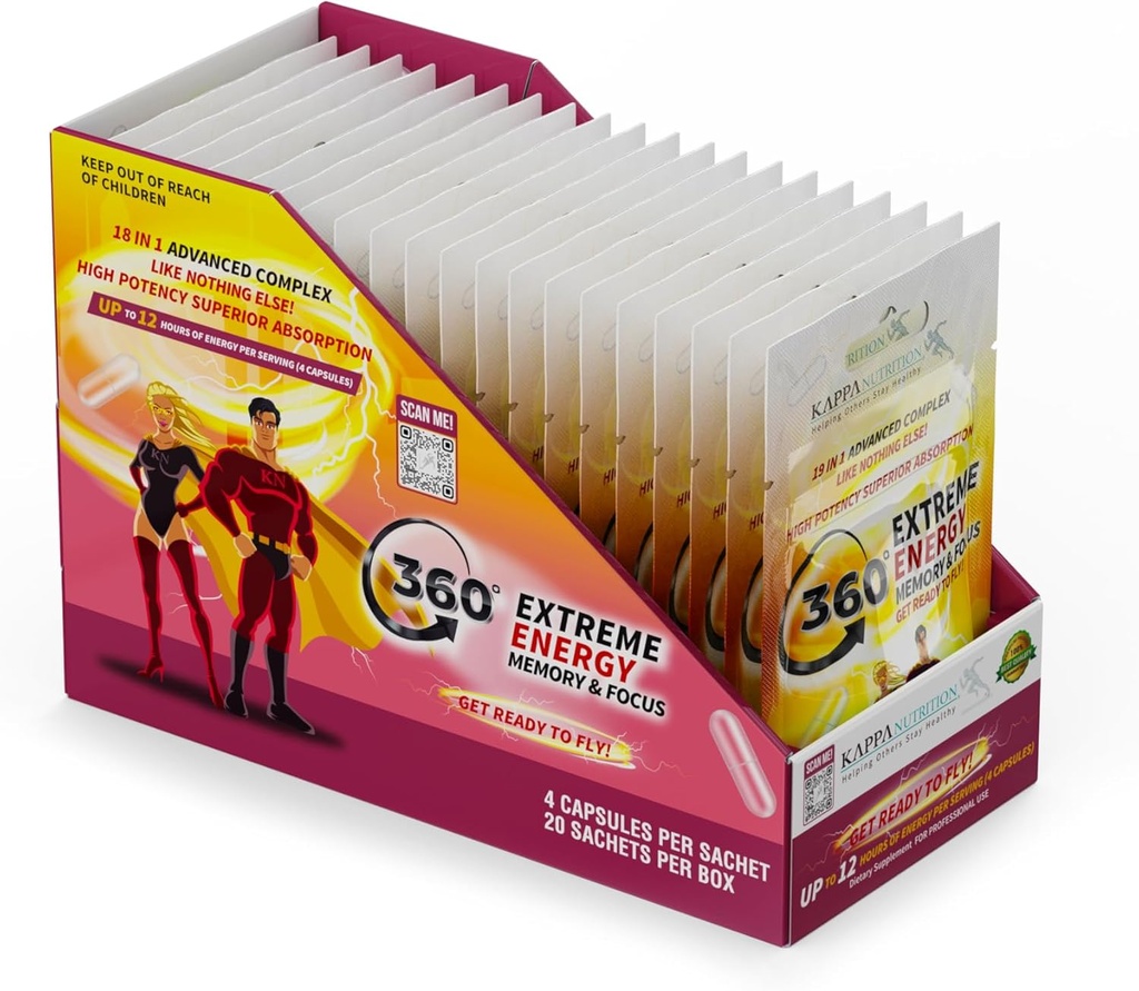 360 Extreme Energy, Memory & Focus (1 Ekran 20 Sachets (4 Capsules ea)