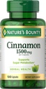 Nature's Bounty Cinnamon Capsules, Herbal Supplement, Supports Sugar Metabolism, 1500 mg, 100 Capsules