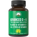 Peak Performance Advanced Vitamin D 10000 IU ile tüm 3 Vitamin K - 10.000 Vitamin D3 ve Vitamin K2, K1, MK-7 (MK7), MK4 Capsules Supplement - 60 Küçük ve Swallow Pills