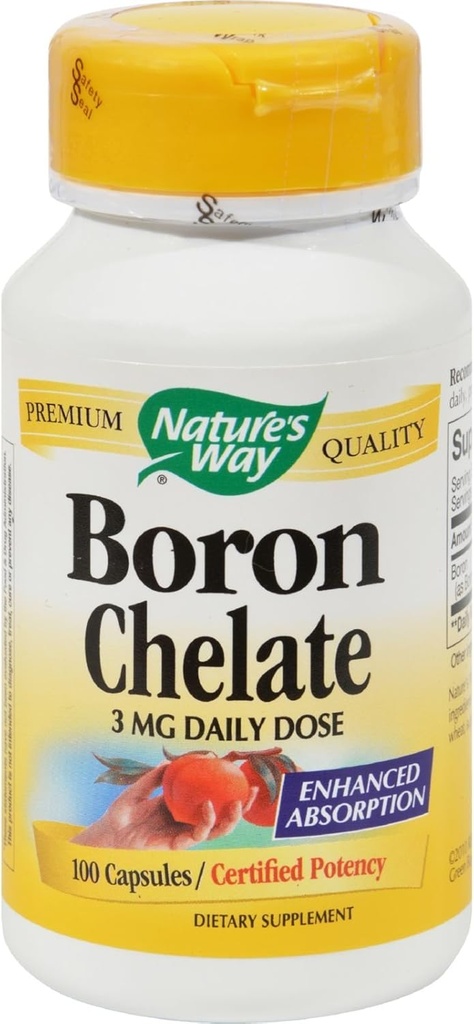 Nature's Way Boron Kompleksi, 3 mg, 100 Capsules, Pack of 3 mg