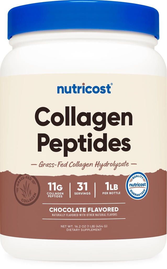 Nutricost Collagen Peptides Peptides Powder 1LB (454 G) (Χοκολάτη) - Grass Fed Bovine Collagen Hydrolysate
