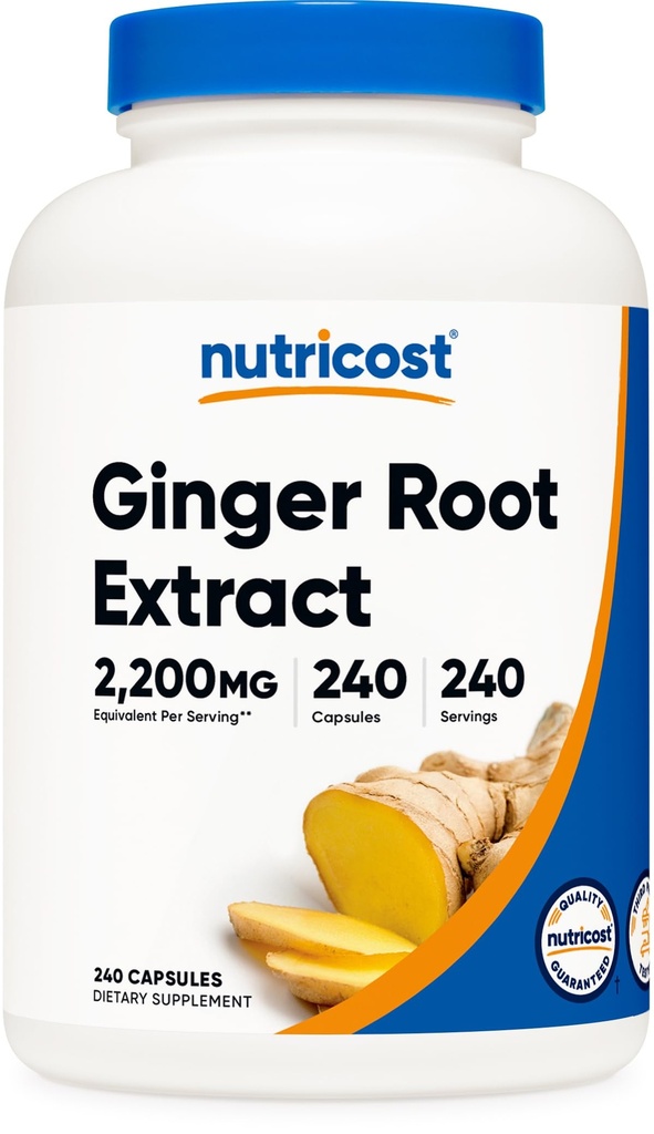Nutricost Ginger Root 2,200 mg, 240 Capsules - Gluten Free, Non-GMO, 550 mg of 4:1 Ekstraksiyon