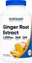 Nutricost Ginger Root 2,200 mg, 240 Capsules - Gluten Free, Non-GMO, 550 mg of 4:1 Ekstraksiyon