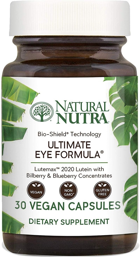 Doğal Nutra Ultimate Eye Health Supplement - Bilberry & Blueberry Ekstraksiyon Gün ve Gece Vizyon Desteği için Ölüyor, Renk Algı ve Gözatını Teşvik Ediyor - Non-GMO, Gluten-Free, Vegan - 30 Capsules