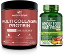 Multi Collagen Protein Toz Hidrolyzed (Type I II III V X) + Tüm Gıda Erkekler için Çokvitamin - Doğal Çok Vitaminler, Mineraller, Organik Türler