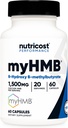 Nutricost myHMB Capsules 1,500MG Food HMB Per Servis, 60 Capsules, 20 Hizmet - Performans Hattı, Kalsiyum B-Hydroxy B-Methylylbutyrate Monohidrat