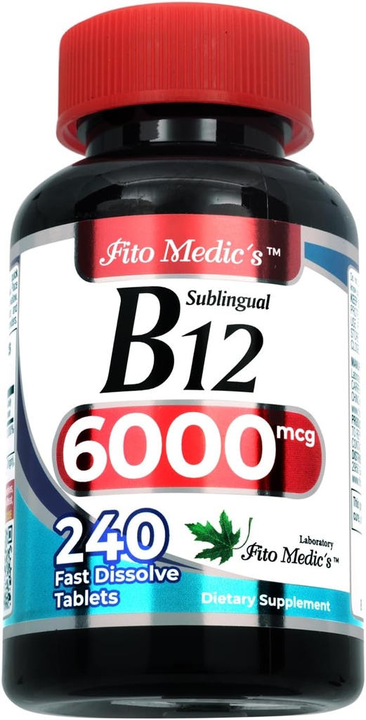 FITO MEDIC'S Lab | Vitamin b12 | 6000 mcg | 240 Hizmetler | b12 sublingual | b12 | b12 Vitaminler | Ultra yüksek Aborpsiyon, s.