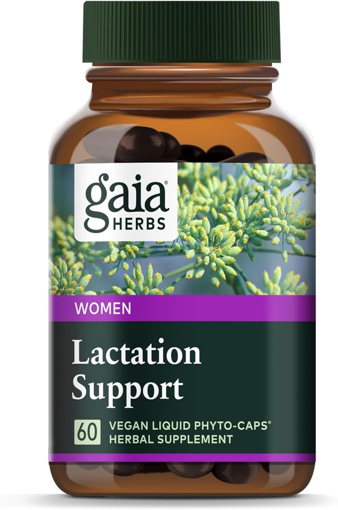 Gaia Herbs Lactation Support - Hemşirelik Anneleri'nde Kadın Sütün Sağlıklı Üretimini Destekler* - Fenugreek Tohum, Fennel Tohum ve Raspberry Leaf - 60 Vegan Sıvı Phyto-Capsules (20-Day Supply)