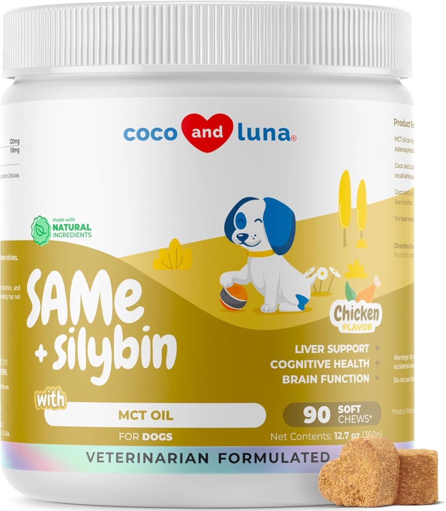 Köpekler için aynı - 90 Yumuşak Chews - S-Adenosyl-L-Methionine, Liver Supplement - Beyin Sağlığı, Bilişsel Destek, Canlı Destek (Same & Silybin Soft Chews)