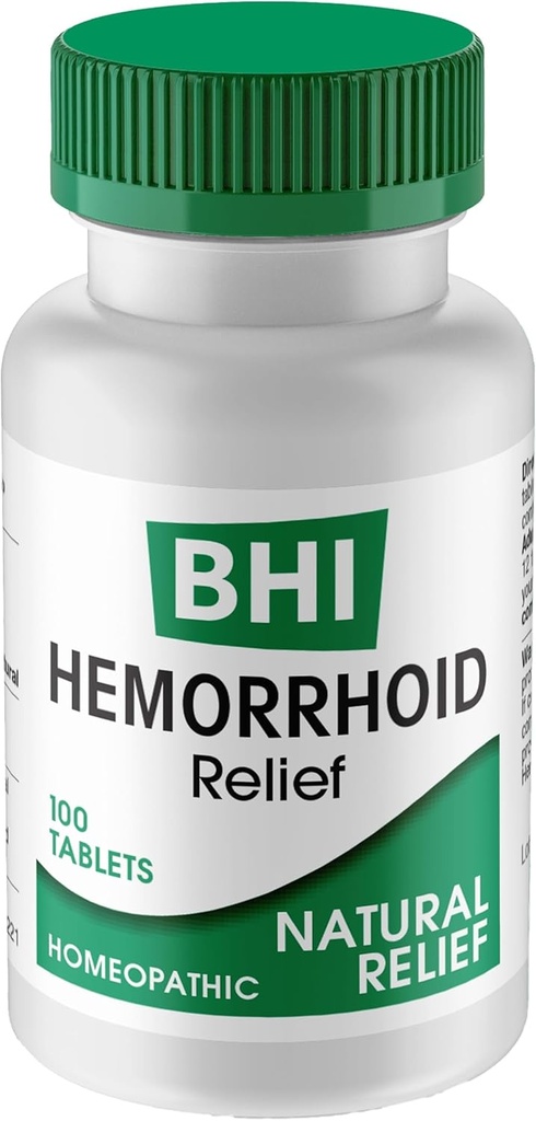 BHI Natural Hemorrhoid Relief Soothes Yan, Swelling, Itching, Rectal Pain & Discomfort 8 En Güçlü Evopatik Aktif Malzemeler Kadınlar ve Erkekler için İçten Ease - 100 Tablet