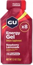 GU Energy Original Sports Nutrition Energy Gel, 8-Count, Vegan, Gluten-Free, Kosher ve Dairy-Free On-Go Energy for Any Workout, Raspberry Lemonade