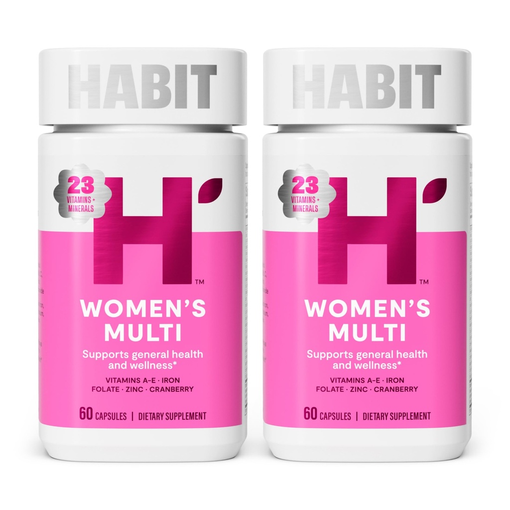Habit Womens Multi Supplement 2 Pack (120 Capsules) - Yeni Bak, General Health & Wellness, 23 Temel Vitaminler ve Mineraller, Meyve Ekstralar, Folate, Iron, B12, Biotin, Non-GMOMO