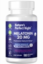 Nature's Perfect Night | Melatonin 20mg | 180 Hızlı Dissolve Tabletler | Doğal Karma Berry Flavor | Yüksek Potency | Sugar Free | Vegan | Gluten Free | Değer Boyut