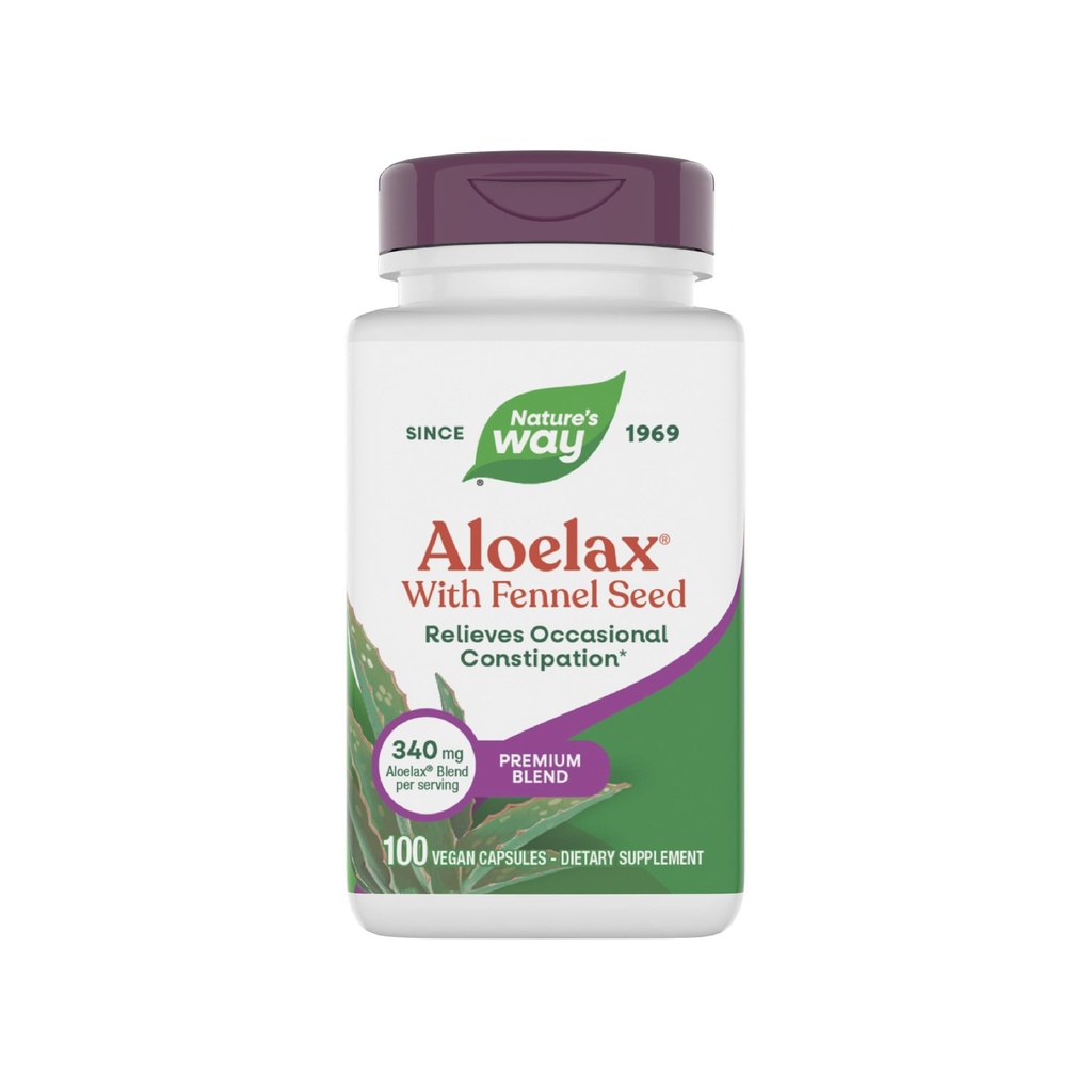 Nature's Way Aloelax, Premium Mix, with Fennel Tohum, Relieves Occasional Constipation*, 340 mg, Gluten Free, Vegan, Occasional Constipation Relief*, 100 Capsules (Pazarlama)