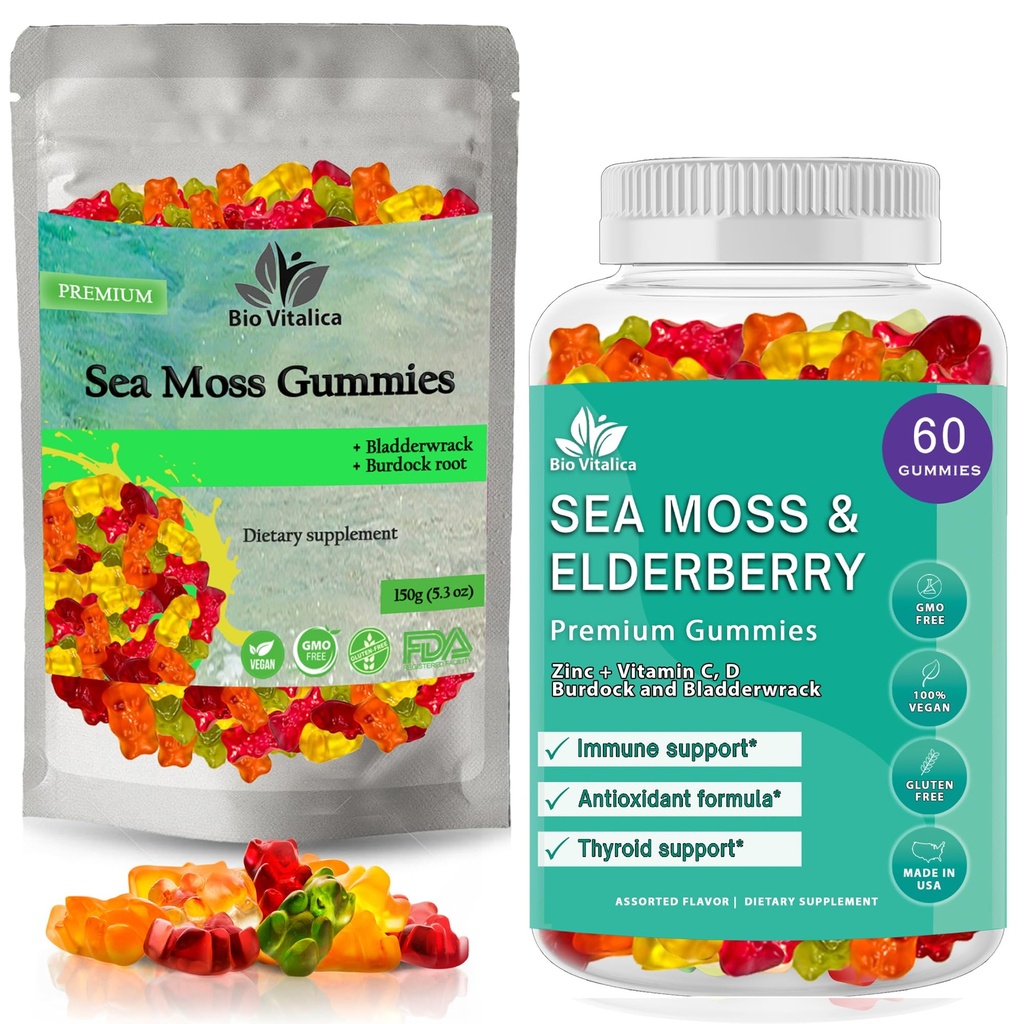 BIO VITALICA Sea Moss Elderberry & Ιρλανδική Θάλασσα Moss Gummies (Bundle)